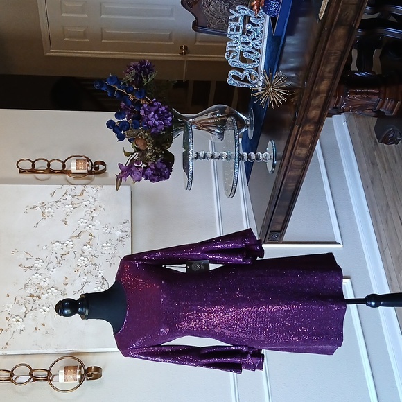 New Vince Camuto Dazzling Purple Shift Cocktail Mini Dress. Size XS - Picture 3 of 17